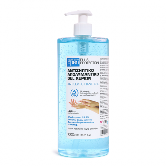 OPEN HAND GEL PLUS PROTECTION ΑΝΤΙΣΗΠΤΙΚΟ GEL ΓΙΑ ΤΑ ΧΕΡΙΑ 80% ALC. 1LT OPEN HAND GEL PLUS PROTECTION ΑΝΤΙΣΗΠΤΙΚΟ GEL ΓΙΑ ΤΑ ΧΕΡΙΑ 80% ALC. 1LT