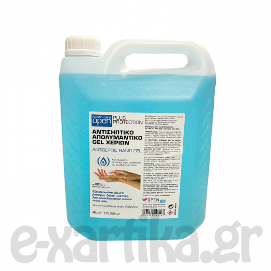 OPEN HAND GEL PLUS PROTECTION ΑΝΤΙΣΗΠΤΙΚΟ GEL ΓΙΑ ΤΑ ΧΕΡΙΑ 80% ALC. 4LT