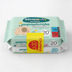 SENSIBABY SENSITIVE ΜΩΡΟΜΑΝΤΗΛΑ ΜΕ ARGAN OIL, ΕΚΧΥΛΙΣΜΑ ALOE VERA & ΒΙΤΑΜΙΝΗ Ε 2Χ20ΤΕΜ (40ΤΕΜ)