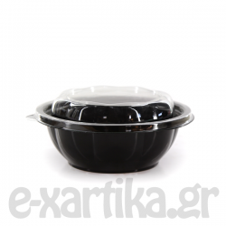 ΣΚΕΥΟΣ ΣΑΛΑΤΑΣ ΣΤΡΟΓΓΥΛΟ ΜΑΥΡΟ PS ME ΠΛΑΣΤΙΚΟ ΔΙΑΦΑΝΟ ΚΑΠΑΚΙ 1000CC 50ΤΕΜ